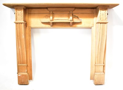 Lot 139 - A stripped oak fire surround, with carved...