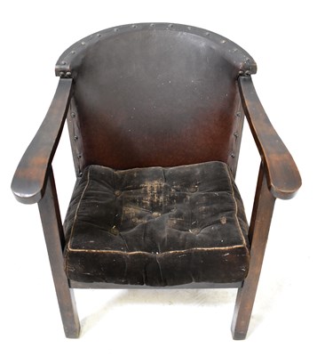 Lot 106 - A child's vintage wooden and leather back...