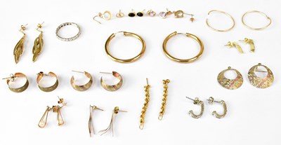 Lot 898 - A group of 9ct yellow gold earrings,...