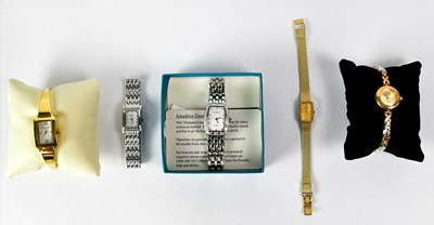 Lot 1020 - Five ladies' dress watches, comprising a Seiko...