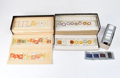 Lot 389 - Two boxes of vintage microscope slides and a...