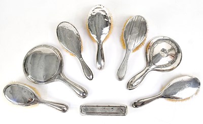 Lot 567 - Six various silver-backed hair and clothes...