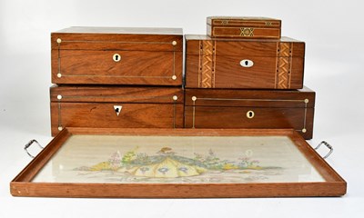Lot 328 - Five 19th century work boxes, including...