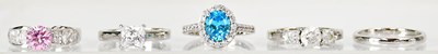 Lot 804 - Five 925 silver rings comprising an example...