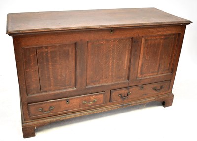 Lot 102a - A 19th century oak bedding chest, the panelled...