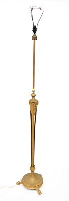 Lot 156 - An Edwardian brass telescopic standard lamp,...