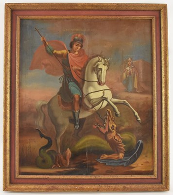 Lot 147 - An 18th century Russian icon, oil on board, St...