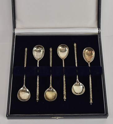 Lot 1031 - A cased set of six Russian 84 grade caviar...
