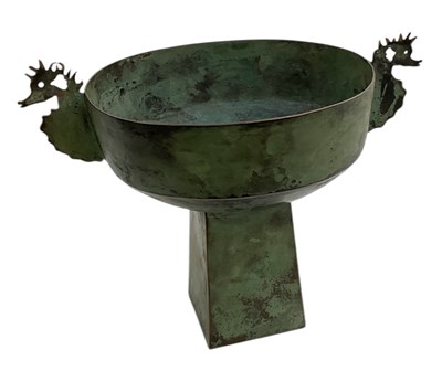 Lot 696 - A modern patinated bronze twin handled...