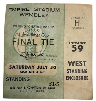 Lot 390 - A 1966 World Cup Final Tie ticket, from Empire...