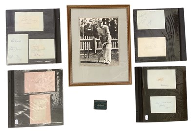 Lot 391 - Four pages of autographs including cricketers,...