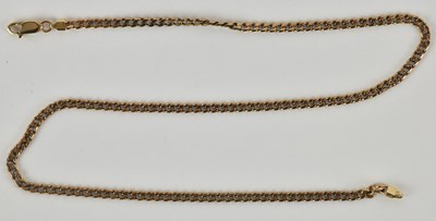Lot 1223 - A 9ct yellow gold flat Cuban link chain,...