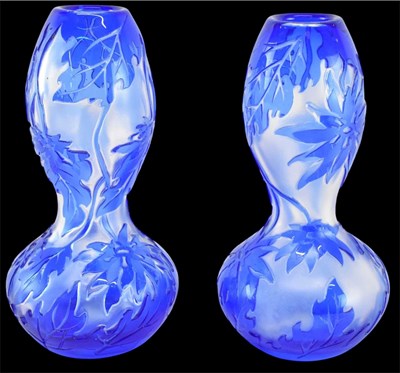 Lot 534 - THE STOURBRIDGE CAMEO GLASS CO; a pair of...
