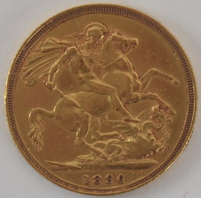 Lot 1382 - A Victoria full sovereign, 1890, old head,...