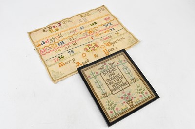 Lot 1694 - A 19th century tapestry, inscribed 'Patience...