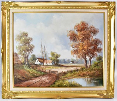 Lot 444 - FLORENCE (British, 20th century); oil on...