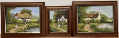 Lot 326 - KAREN CHAPMAN; a pair of oils on canvas, rural...