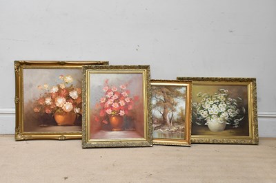 Lot 551 - IRENE CAFIERI; oil on canvas, woodland river...