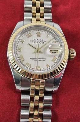 Lot 417 - ROLEX; a lady's 2004 Bimetallic Datejust...