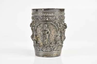 Lot 1475 - A Burmese white metal beaker, decorated with...