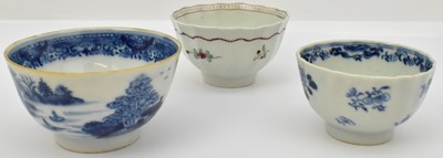 Lot 508 - Three 18th century porcelain tea bowls, all...