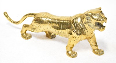 Lot 288 - A large vintage cast brass model of a tiger,...