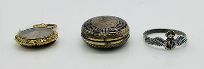 Lot 1095 - A 19th century gold plated black enamel oval...