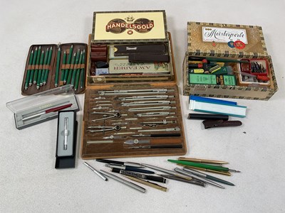Lot 31 - A collection of pens, pencils and associated...