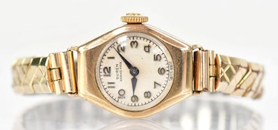 Lot 1001 - BUREN; a 9ct yellow gold watch, the white...