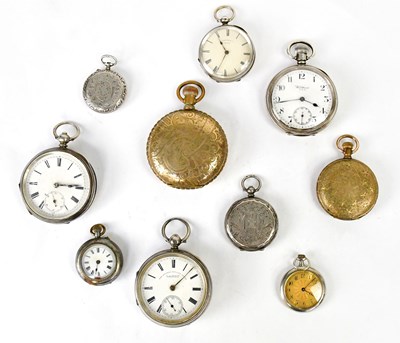 Lot 988 - Ten silver and white metal pocket and fob...