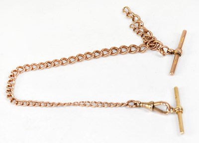 Lot 990 - A 9ct gold graduated flat link watch chain...