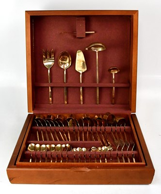 Lot 552 - A canteen of brass cutlery, eight settings in...