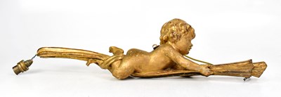 Lot 145 - A gold painted hanging cherub light fitting,...