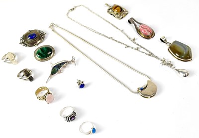 Lot 948 - A group of 925 silver jewellery set with...