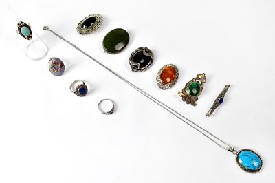 Lot 950 - A group of 925 silver jewellery set with...