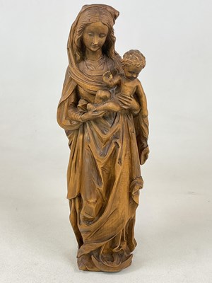 Lot 144 - A carved stained beech figure of the Madonna...