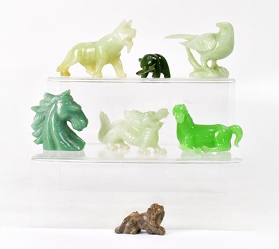 Lot 357 - A quantity of carved jadeite animal figures (7).