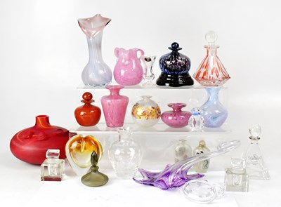 Lot 314 - Various studio and art glass vases and scent...