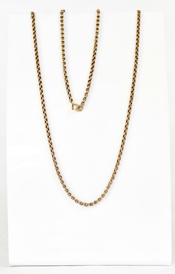 Lot 856 - A 9ct gold belcher link necklace, stamped '9k',...