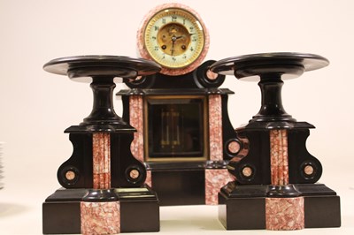 Lot 468 - A late 19th century French black slate and...