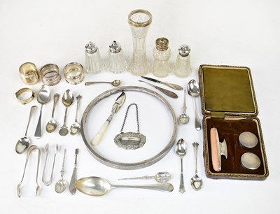 Lot 628 - A quantity of silver items, to include various...