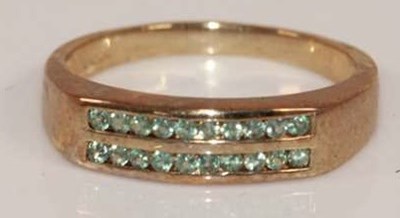 Lot 413 - A 9ct yellow gold two row dress ring, size N,...