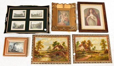 Lot 504 - Six various prints and paintings, including a...