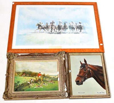 Lot 447 - R. VARGAS (20th century); oil on board, a hunt...