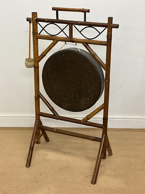 Lot 54 - A 19th century bamboo framed dinner gong, with...