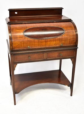 Lot 77 - An Edwardian mahogany cylinder bureau with...
