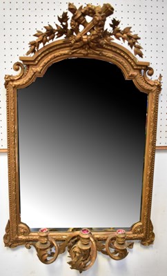 Lot 138 - A 19th century gilt-framed girandole mirror of...