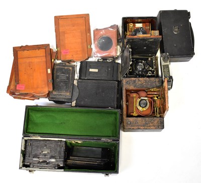 Lot 426 - A quantity of vintage folding plate cameras,...
