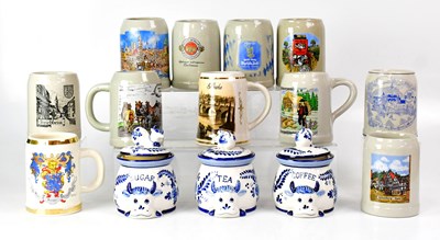 Lot 193 - Eleven stoneware tankards with various...
