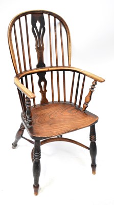 Lot 50 - A 19th century ash and elm Windsor armchair,...